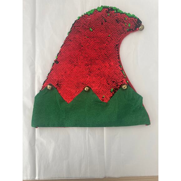 Christmas House Elf Hats with Sequins on One Side 12.5 in reversible red | green - Picture 5 of 6